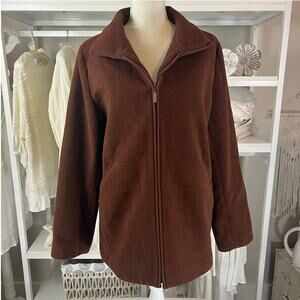 Eileen Fisher women's size medium brown wool coat quiet luxury, status #SI806
